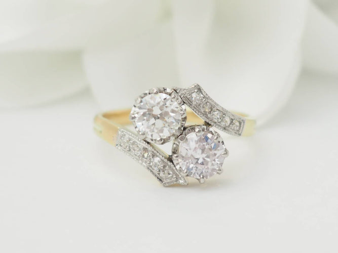 Bague 51 Bague Toi et Moi en or jaune et diamants 58 Facettes 33401