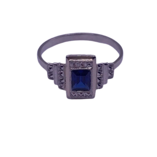 Ring 54 Art Deco Ring White Gold Sapphire 58 Facettes 13-GS31550