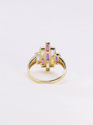 Bague 54 Bague géométrique or jaune améthyste topaze péridot citrine grenat 58 Facettes 1073.6