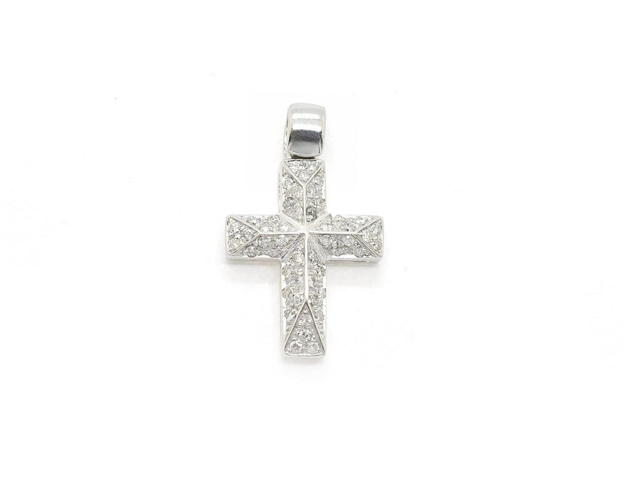 Pendentif Ciondolo croce in oro bianco con diamanti 58 Facettes