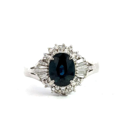 Bague Bague en platine, saphir et diamants 58 Facettes UN0133