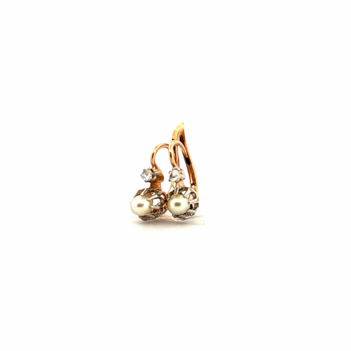 Boucles d'oreilles Dormeuse Or Jaune 18k Perles & Diamants 58 Facettes B2BO-GS28693