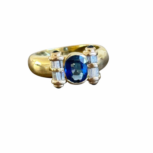 Bague 56 Bague rouleau saphirs et diamants en or jaune 58 Facettes 342