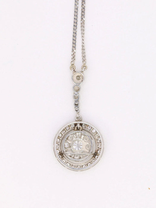 Collier Collier pendentif marguerite Belle Epoque or blanc diamants taille ancienne 58 Facettes J342