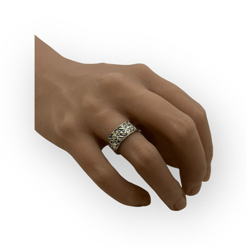 Bague anneau large or blanc