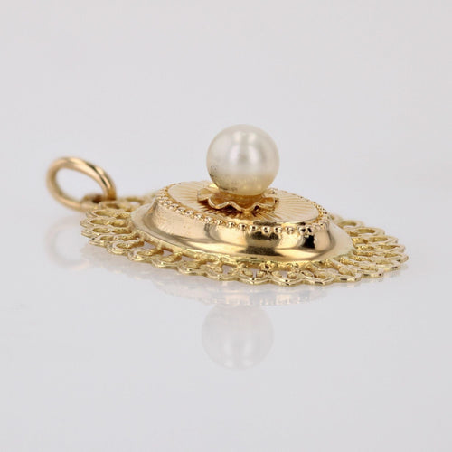 Pendentif Pendentif vintage or jaune et perle de culture 58 Facettes CVP186