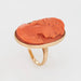 Ring 47.5 Antique Victorian Coral Cameo Ring Vintage Yellow Gold Large Cocktail 58 Facettes G12698