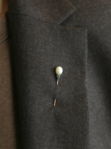 Broche Epingle or jaune perle fine diamants 58 Facettes 1115.5