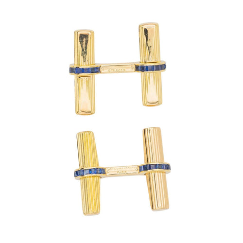 Boutons de manchette Van Cleef & Arpels - Boutons de manchette Or jaune Saphir 58 Facettes