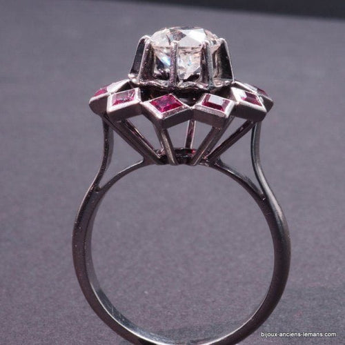 Bague 51 Bague Rétro Diamant Rubis Synthétiques Calibrés 58 Facettes 16206