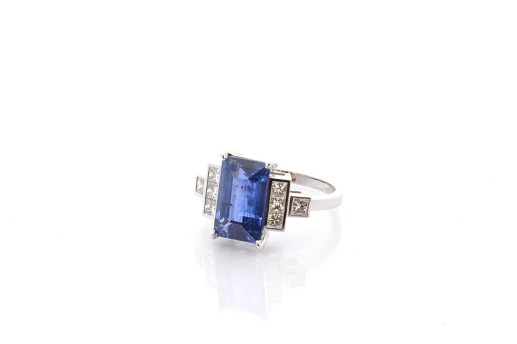 Bague 53 Bague saphir de 4,26cts et diamants 58 Facettes 26689-26823