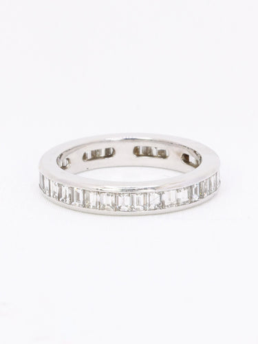Bague 54 Alliance diamants baguette or blanc 58 Facettes 1163.13