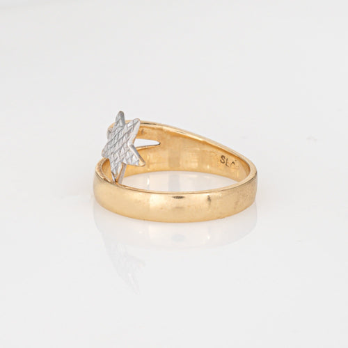 Bague Bague étoile filante vintage en or jaune 14 carats, taille 4, bijoux fins célestes 58 Facettes G14046