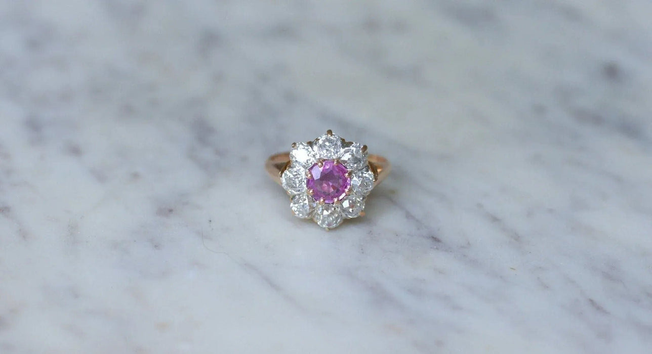 Bague 58 Bague Marguerite Saphir Rose et Diamants 58 Facettes