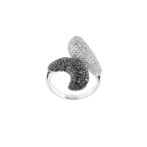 Bague 58 Bague diamants noirs et blancs 58 Facettes 29142