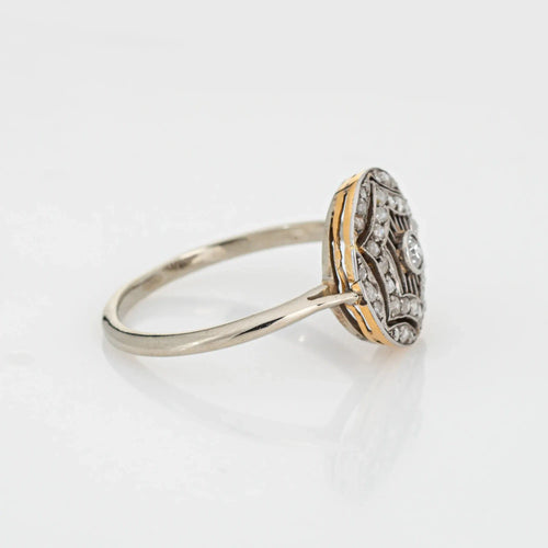 Bague Antique Edwardian Diamond Ring 18k Platinum Sz 9 Round Fine Cocktail Jewelry 58 Facettes G13499