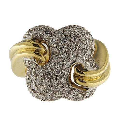 Bague en or jaune et blanc sertie de diamants pavés (1,96 ct)