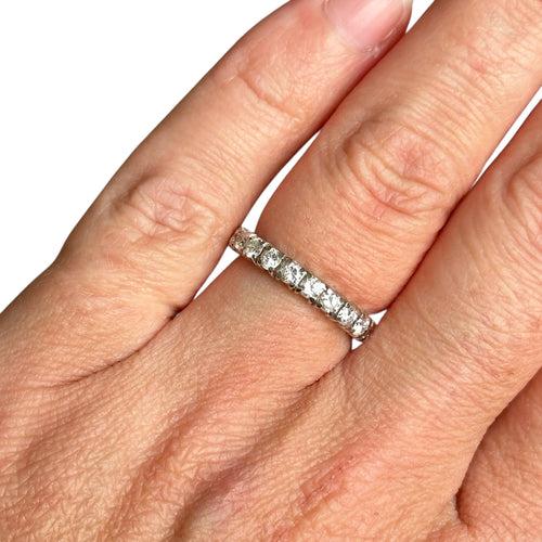 Bague 52 Alliance tour complet en or blanc 58 Facettes 370