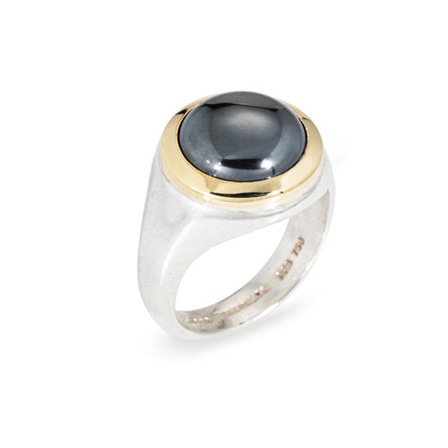 Bague Bague Tiffany & Co. en hématite, taille 5,75, argent sterling et or 18 carats, signée, vers 1999 58 Facettes G14213