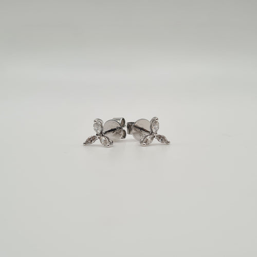 Boucles d'oreilles Boucles d'oreilles fleurs or blanc diamants 58 Facettes