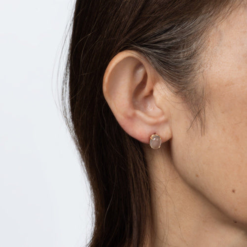 Boucles d'oreilles à tige vintage en or jaune et pierre de lune