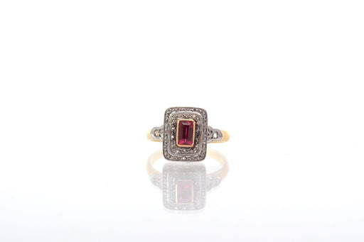 Ring 51 Old ring 1920 synthetic ruby ​​and diamonds 58 Facettes 25747