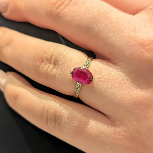 Bague Solitaire en or jaune diamants et rubis 58 Facettes 25165