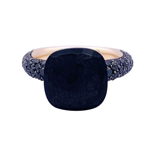 Ring 51 Pomellato ring, "Nudo", pink gold, titanium, obsidian, black diamonds. 58 Facettes 33642