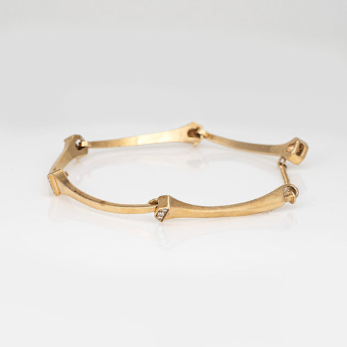 Bracelet Bracelet vintage à clous serti de diamants ronds en or jaune 14 carats 58 Facettes G14189