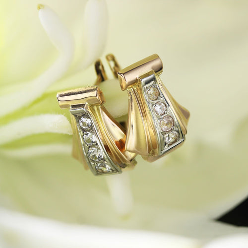 Boucles d'oreilles Boucles d'oreilles anciennes éventail saphirs blancs 58 Facettes 23-273A