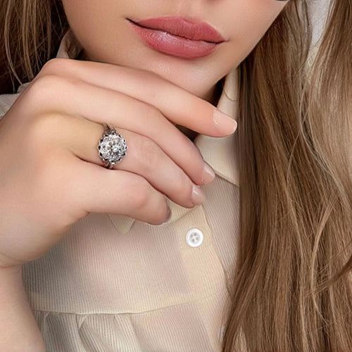 Bague 55 Bague Entourage Or Blanc 18k & Diamants 58 Facettes 47-GS35180