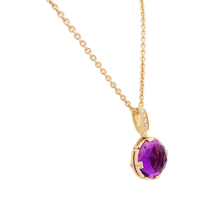 Collier Bulgari, "Parentesi Cocktail", or rose, améthyste, diamants.