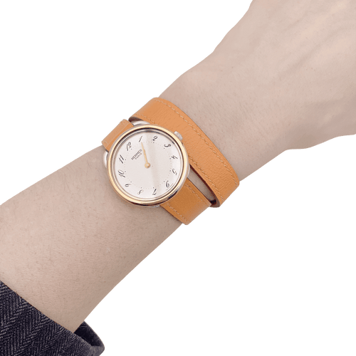 Montre Montre Hermès, "Arceau", plaqué or, acier, cuir. 58 Facettes 34466