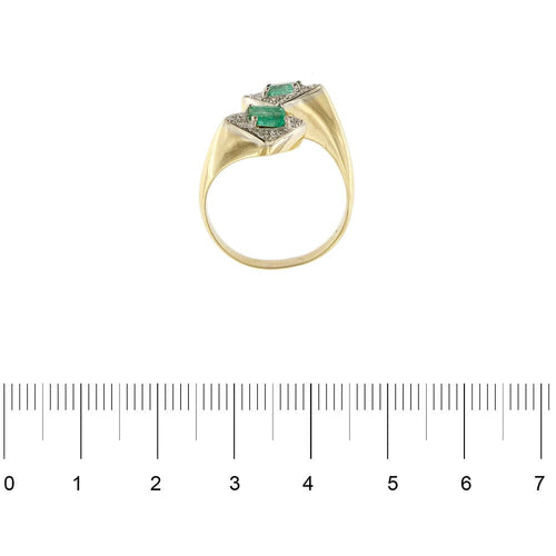 Bague 58 Bague contraire avec émeraudes et diamants 58 Facettes 26976