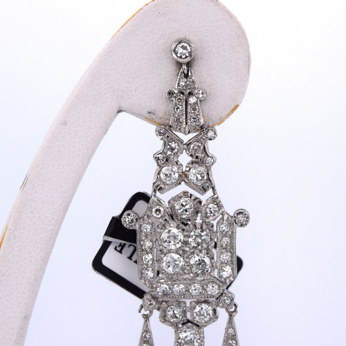 Boucles d'oreilles Boucles d'oreilles Art déco en platine avec diamants 58 Facettes