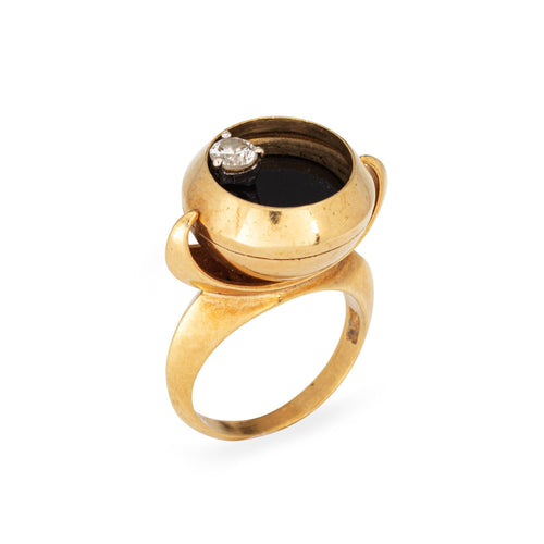 Bague Spinner Castelo c1976 vintage en or jaune 18 carats et diamants