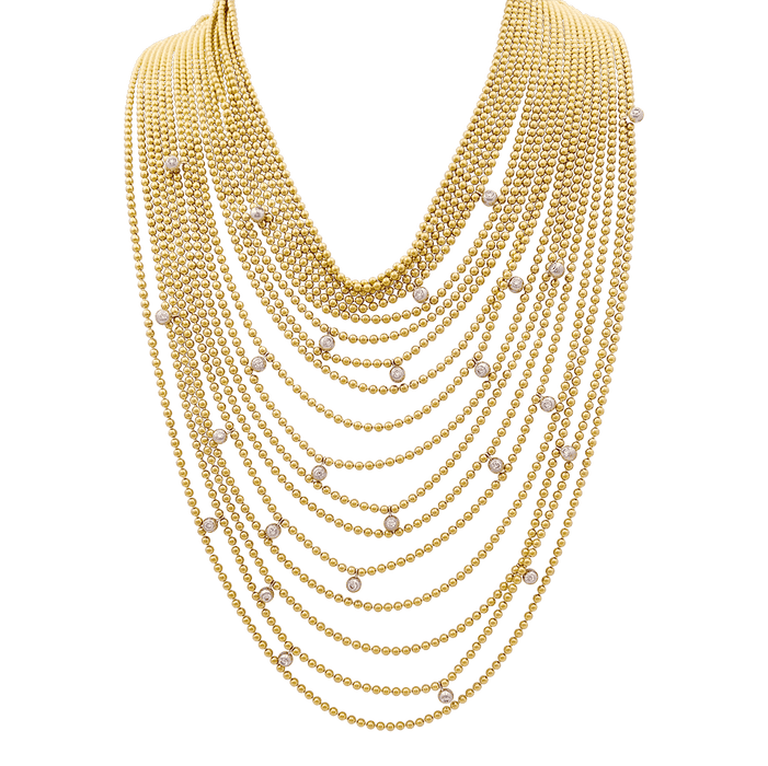 Collier Cartier, "Draperie de Décolleté", or jaune, or blanc et diamants.