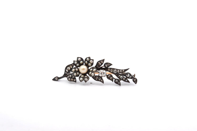 Broche Broche ancienne 19e siècle perles fines et diamants 58 Facettes 26460