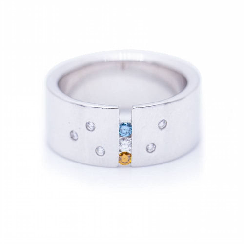 Bague 57.5 Bague en or avec diamants blancs et fantaisie 58 Facettes N102927EJ