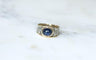 Bague 53 Bague or jaune et argent, saphir cabochon, diamants 58 Facettes