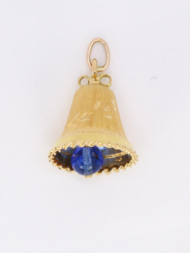 Pendentif Pendentif charms vintage cloche or jaune pierre bleue 58 Facettes 1099.6