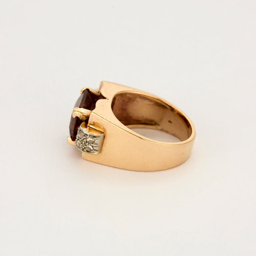 Bague 58 Bague chevalière or jaune et gris, diamants et citrine 58 Facettes ALE42294