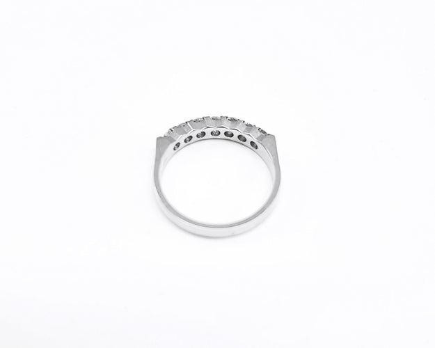 Bague 53 Demi alliance diamants or blanc 58 Facettes All;Demi.FA.17-B