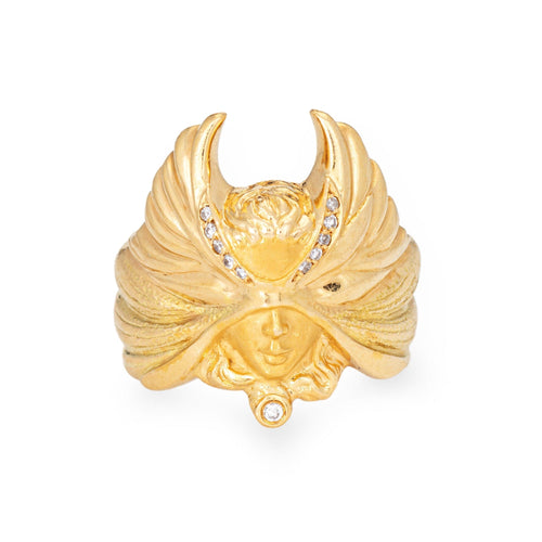 Bague 53.5 Carrera y Carrera - Bague Ange Masqué en or jaune et diamants 58 Facettes G14174