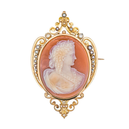 Broche Broche Camée Or rose Perle, Agate 58 Facettes 2826013CN