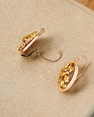 Paire de Dormeuses Ancienne Grand Modèle en Or Rose