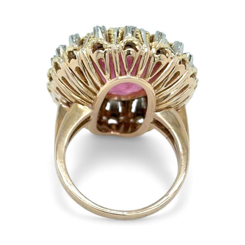Bague 52 Bague cocktail vintage en or sertie d'un diamant rubélite naturel de 12 carats 58 Facettes