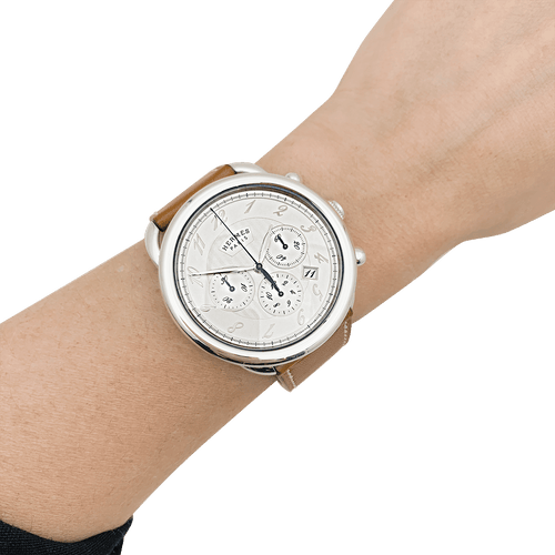 Montre Montre Hermès, "Arceau Chronographe", acier, cuir. 58 Facettes 34360