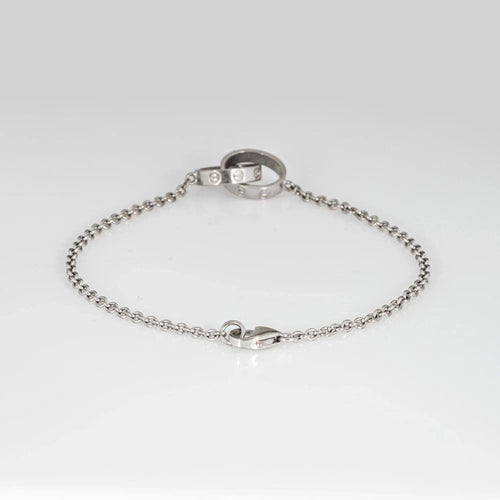 Bracelet Bracelet Cartier Entrelacs Love COA Estate en or blanc 18 carats doublement signé 58 Facettes G13653