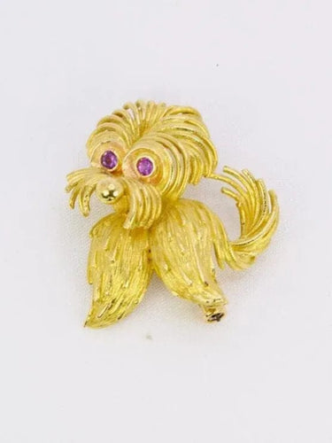 Broche Broche animalière chien or jaune rubis 58 Facettes 1014.2